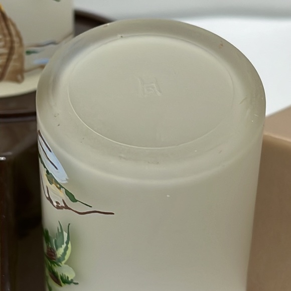 Set of 4 Vintage Frosted Anchor Hocking Glasses with Palm Trees - Picture 3 of 3